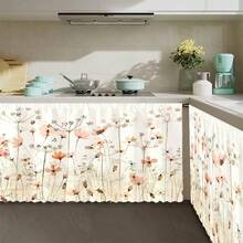 1 pieza Mantel corto de felpa de poliéster con estampado floral colorido, cortina colgante conveniente para gabinetes de cocina, decoración ideal para el hogar en la cocina, lavandería, armarios de almacenamiento, también se puede usar como cenefa de ventana - Multicolor - Ver 6