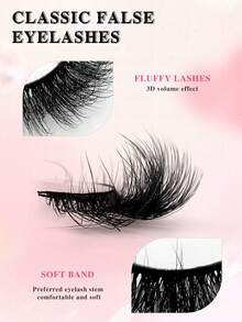 ENCHUW 5 Pairs 3D Fake Eyelashes Natural Lashes Natural Look Short False Eyelashes Pack Reusable False Lashes Soft Wispy Lashes Fluffy Eye Lashes - Black - View 3