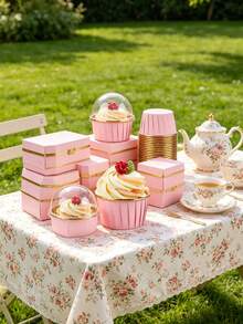 30/50Pcs Pink & Gold Cupcake Liners With Lids Premium Round Aluminum Foil Baking Cups, Heat Resistant And Durable. Elegant Pink And Gold Design Fits Muffins, Cheesecakes And Brownies Perfectly. Great For Birthdays, Christmas, Halloween, Autumn & Pumpkin Themed Parties, Ideal For Daily Baking And Festive Dessert Decoration. - Multicolor - View 8