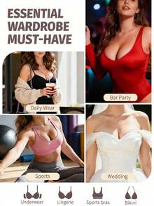 5cm Thick Strapless Invisible Push-Up Sticky Bra, Waterproof Reusable Backless Adhesive Bra For Backless Dresses, Wedding Dresses And Party Gowns - Multicolor - View 8