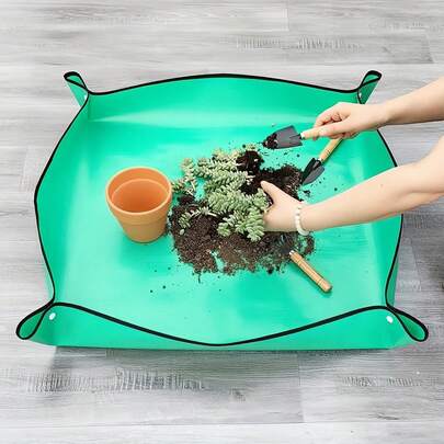 1pc 20"/26" PE Plant Mat, Waterproof Transplanting Mat, Succulent Potting Replacement Mat, Seedling Transplanting Mat, Pet Grooming Storage Mat, Foldable, Indoor Outdoor Portable Gardening Mat