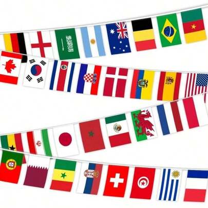 48 国国旗串，国际国旗 DIY 套装，包含来自世界各地的国旗，适用于体育赛事、国际节日、酒吧或俱乐部装饰、毕业典礼、返校季和海滩派对——四年一度的庆祝活动。