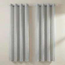 1 pieza Cortina de voile de encaje gris claro de estilo europeo de alta gama, iluminación suave, protege la privacidad para la sala de estar y el dormitorio, con ojales en la parte superior - Gris Claro - Ver 8