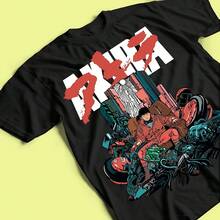 Akira Print T-Shirt - Anime Manga Graphic Unisex Tee, 100% Cotton Crew Neck Short Sleeve, Summer Casual Streetwear T-Shirts - Affordable Daily Wear, Perfect Gift Of T-Shirt - 黑色 - 查看 1
