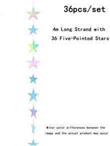 36pcs Glitter Star Decorative Ribbons, 130ft Star Curtain Backdrop, Gradient Pink Color, Suitable For Graduation Party, Birthday, Classroom, Wedding - Multiple Styles - View 12