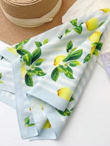 1 pieza Nuevo Pañuelo cuadrado pequeño de 100% algodón con estampado de frutas versátil, estampado floral de fibra de poliéster (poliéster) - Multicolor - Ver 8