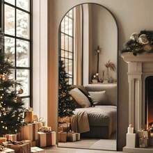 65X 24.2 Arched Full Length Mirror-Standing Wall Mounted Floor Mirrors, Black - Đen - Xem 1