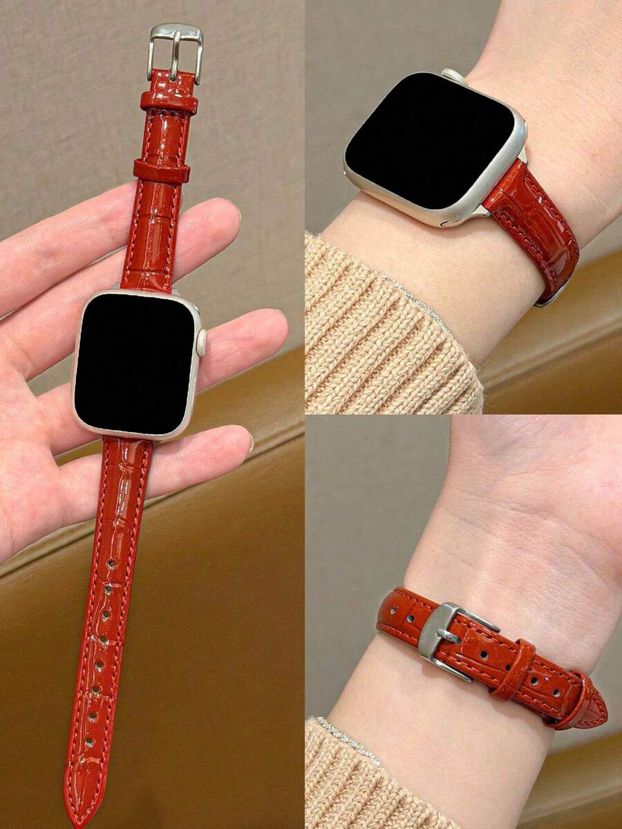 时尚品牌 D 字母金属装饰软皮表带，适用于 46mm 38mm 40mm 41mm 42mm 44mm 45mm 49mm，优雅女士珍珠色真皮替换表带，适用于 Series 11 10 9 8 7 6 5 SE Ultra 2，时尚女孩配饰，圣诞节和情人节礼物