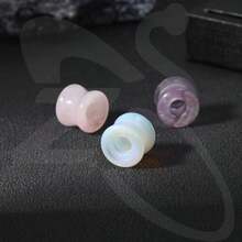 1 Pair Double Flared Nature Stone Ear Tunnel Plugs Gauges For Ear 4G 2G 0G 00G 1/2 Gauge Earrings Piercing Jewelry For Men Women - 粉色 - 查看 5