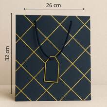 Kit Pacote com 12 Sacolas Luxo para Presente Trançada Pequena(23X18cm) ou Grande (32x26cm) - GRANDE AZUL - Visão 2