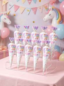 50 piezas Bolsas de regalo con diseño de unicornio rosa, suministros de embalaje para fiestas de cumpleaños de unicornio, adecuado para bandejas, embalaje de cocina para fiestas, Día de San Valentín - Unicornio Modelo B - Ver 4