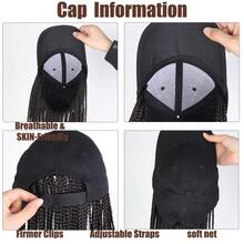 Tóc giả bện sóng sâu sang trọng dành cho nữ - Sợi chịu nhiệt cao, mũ lưới có khóa cài, kiểu dáng đa năng, bện màu đen thời trang. - màu đen - Xem 6