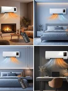 Modern 2-In-1 Wall Fan Heater & Air Conditioner - Portable Quiet Unit With Remote For All-Season Home/Office Use - Xem 2