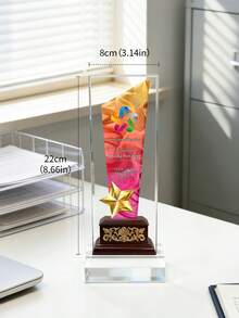 1pc Personalized Acrylic Trophy, Customizable Logo And Text, Star/Goat Head Design, Customizable Color Options Suitable For Corporate And Event Awards, Elegant Gradient Crystal Trophy, Perfect For Office Awards And Anniversary Gifts - Multicolor - View 11