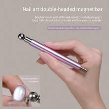 1pc Upgraded Cat Eye Nail Gel With Glass Bead Magnet, Pink/Silver/Green/Rose Gold Cat Eye Magnetic Nail Polish With Dual-Ended Magnetic Wand, Strong Magnetic Absorption, Multi-Functional Nail Art Design Tool - Multicolor - View 16