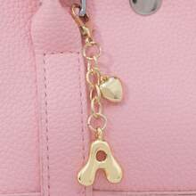 1pc A-Z Gold Bubble Letter Charm, 3D Heart Decor, Suitable As Keychain, Ring, Bag Charm, Backpack Hanger, Car Pendant, Great For Shopping, Beach, Camping, Wallet And Handbag, Ideal Gift For Ladies, Friends And Students, Fashionable Creative Design, Perfect For Birthday And Christmas - Golden Heart - View 2