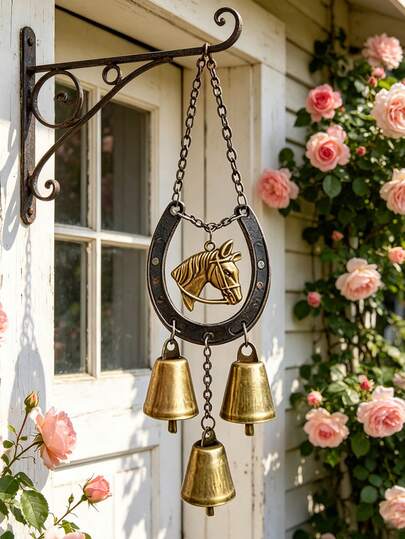 1pc Outdoor Potato Wind Chime - Soft Sounding Iron Decor With Bells, Horse Decoration - Suitable For Female Enthusiasts, Male Home, Christmas, Outdoor Garden, Mother Outdoor