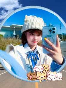 1件裝可攜式圓形凸面廣角玻璃鏡，大號與小號可選，適合旅行攝影與記錄旅途，亦可作為浴室、臥室等室內空間的牆面裝飾，理想的旅行必備品與節日裝飾，注意：鏡面附有保護膜，使用前請手動撕除 - 多色.. - 查看 12