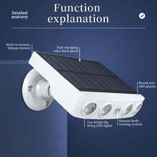 1/2pcs White Shell Solar Powered Outdoor Light With Motion Sensor, Simulated Surveillance Courtyard Wall Lamp With Light Sensor, Detachable Adjustable Height Outdoor Path Light With Remote Control, 3 Lighting Modes, Minimalist Stylish Floodlight With 270 Degree Illumination - Solar Energy-saving Lamps - View 9