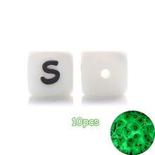 10/26 hạt chữ cái silicon phát sáng trong bóng tối, hạt chữ cái hình lập phương màu trắng từ A đến Z, phát quang trong bóng tối, dùng để tự làm vòng tay, vòng cổ, mặt dây chuyền ba lô và các dự án thủ công khác. - Nhiều màu - Xem 25