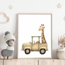 1件裝裱畫布牆飾，兒童房裝飾，動物與汽車主題，叢林動物與汽車主題兒童房裝飾，男孩狩獵主題兒童房裝飾，交通主題兒童房藝術，兒童房海報，嬰兒房裝飾，學校與教育裝飾，遊戲室裝飾，托兒所裝飾，嬰兒禮物，兒童禮物，派對裝飾，防水海報 - 彩色 - 查看 10