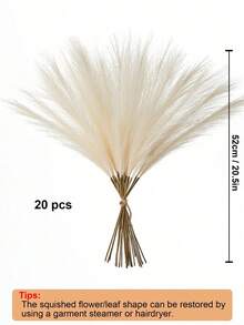 100 Pcs Beige Artificial Pampas Grass Stems - Faux Reed Plume Decor, Realistic Fluffy Feather Style, For Bohemian, Modern Minimalist Home Decor | Soft Elegant Vase Filler For Living Room, Bedroom, Dining Room, Office, Wedding Centerpieces, Wedding Decor, Valentine's Day Decor - Beige - View 3