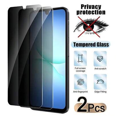 2pcs Full Coverage Privacy Tempered Glass Screen Protector Compatible With Samsung Galaxy A13, A14, A15, A16, A06, A17, A26, A25, A35, A36, A54, A55, A56, S20 FE. Featuring 9H Hardness, High-Definition Screen Protection, Waterproof, Anti-Drop, Anti-Scratch, Smooth Touch, And High Clarity.