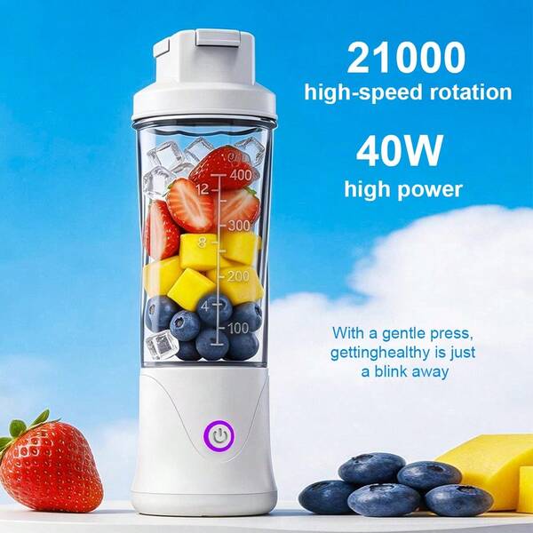 Hailicare Taza batidora portátil con diseño espiral de 12 cuchillas, con marcas de medición, para beber directamente, antideslizante, silenciosa, mini licuadora para exteriores, viajes, oficina, regalos festivos