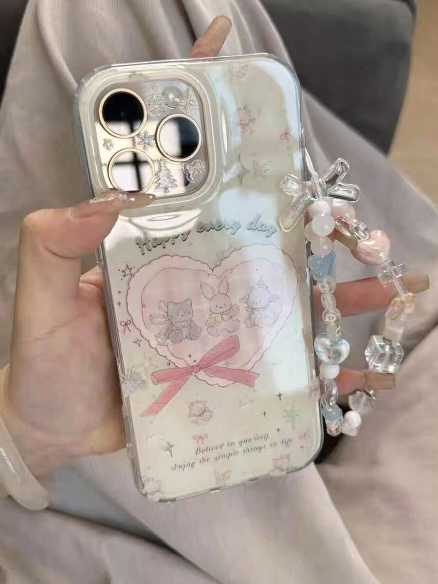 卡通可爱爱心动物涂鸦果冻手机壳，适用于 17 Pro Max、17 Pro、17 Air、16、15 Pro Max、14、13 Pro、12、11 Plus，可爱手链软糖手机壳 - 動物 - 查看 1