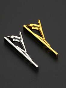 1pc Minimalist Brass Rectangular Enamel Tie Clip, Everyday Wear For Men - Geometry - View 3