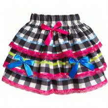 June Festival Skirt, Adult/Youth Cup, Countryside Checkered, Round Square Dance, Saint John's Day, Ruffles, Luxury - 玫紅色 - 查看 4