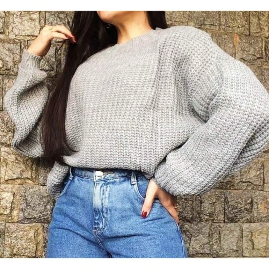 Women's Knitted Sweater - Gris - Ver 1