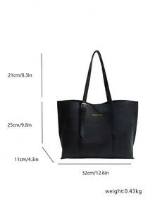 Large Capacity Handbag For Women, New Minimalist Fashion Versatile Commuter Shoulder Tote Bag - Black - View 2
