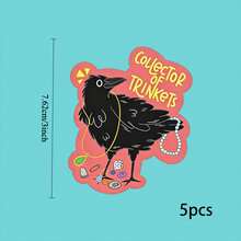 1/2/5pcs Black Bird Stickers , Suitable For Laptops, Water Bottles, Tumblers, Phone Cases, Tablets, Notebooks , Journals, Office Desks - A - View 10