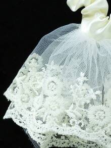 1pc Solid Color Lace Embroidered Wide-Banded Scrunchie, Daily Wear Hair Accessory For Women,Travel,Birthday - Multicolor - View 2