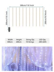 6x3cm/3x3cm LED Curtain Lights, USB Hanging Window Lights With Remote Control, Connectable Fairy Lights, Bedroom Decor, Outdoor Decor, Valentine's Day Decor, Mother's Day Decor, Wedding, Birthday Gift, Indoor Decor, Christmas Party Supplies, Party Decorations, Holiday Hanging Ornaments - USB Curtain Light - View 13