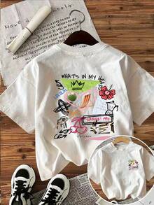 Einteiliges, übergroßes Damen-T-Shirt aus Baumwolle mit Graffiti-Print, sommerliche Streetwear-Edition, atmungsaktiv und lässig mit Rundhalsausschnitt. - Weiss - Übersicht 9