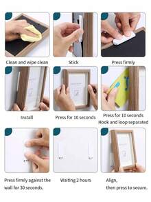 24 ganchos adhesivos de alta resistencia, sin dejar rastro, adecuados para fijar marcos y pósteres en superficies lisas como vidrio y madera, excelentes para decorar paredes en la sala de estar, dormitorio u oficina - Multicolor - Ver 8