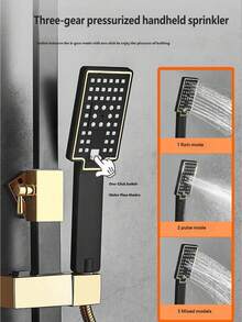 Shower System With 8-Inch Rain Shower Head And Handheld Shower, Black And Gold Exposed Shower System, 4-Function Bathtub Shower Faucet Set, Rain Shower Head With Handheld Sprayer, Complete Shower System Kit With Brass Valve (Some Parts Random, Some Packaging Random) - Black Gold - View 2