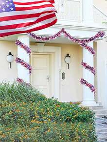 4 Packs, Total 26.4ft Red White Blue Patriotic Metallic Sequin Fringe Trim With American Flag, Suitable For July 4th Independence Day, Veterans Day, Memorial Day, Labor Day, Patriotic Themed Party, BBQ, Parade Decor, Wreath Making, Gift Wrapping, Classroom Crafts And Holiday Table Decor - Independence Day Elements - View 8