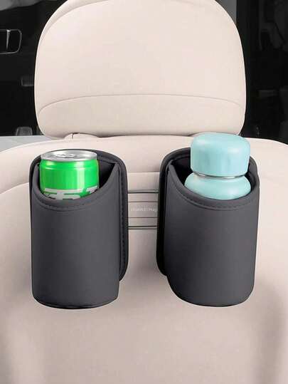 1pc Black Car Cup Holder, Automotive Interior Drink Bag Storage Box, Seat Back Multi-Function Organizer Pocket