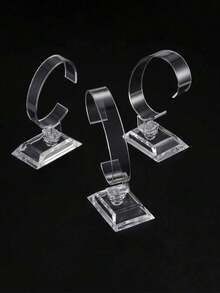 10pcs Clear Watch Display Stand, C-Shaped Plastic Bracelet & Jewelry Display Holder For Watches, Bangles, Bracelets, Store Display, Photo Props & Home Storage - Clear - View 1
