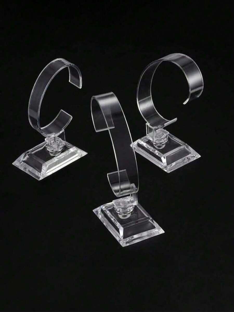 10pcs Clear Watch Display Stand, C-Shaped Plastic Bracelet & Jewelry Display Holder For Watches, Bangles, Bracelets, Store Display, Photo Props & Home Storage - Clear - View 1