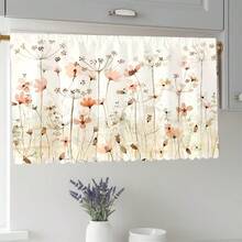 1 pieza Mantel corto de felpa de poliéster con estampado floral colorido, cortina colgante conveniente para gabinetes de cocina, decoración ideal para el hogar en la cocina, lavandería, armarios de almacenamiento, también se puede usar como cenefa de ventana - Multicolor - Ver 3