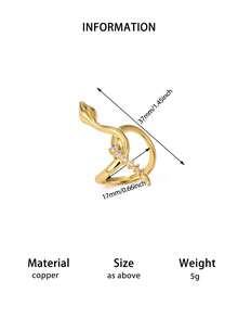 Size 7 & 8 Women's Vintage Snake Line And Butterfly Pattern 18K Gold Plated Zirconia Rings, Suitable For Ladies/Girlfriends, Weddings, Parties And Other Occasions, Anniversary And Birthday Gifts - Various - View 12