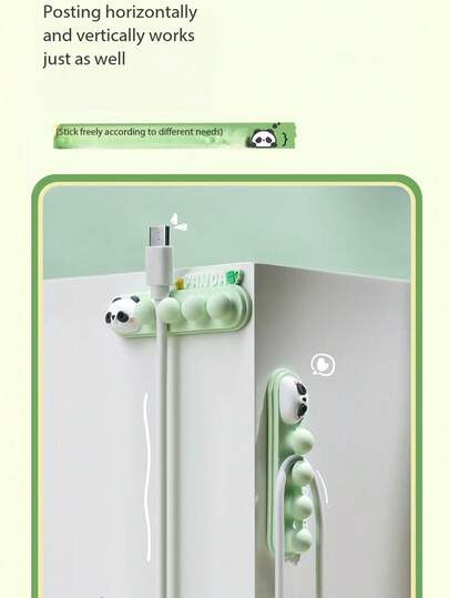 منظم كابلات مكتبي بشكل كرتوني الباندا (نوع ثابت)، مركز إدارة وتخزين الكابلات، أداة لف الأسلاك اللاصقة، جهاز لف كابلات البيانات