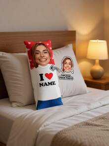 1 Stück personalisierter Fotokopfkissenbezug mit lustigem Paar-Foto-Text-Liebes-Design (ohne Kissenfüllung) - beidseitig bedruckter, personalisierter Fotokopfkissenbezug, lustig, ideales Geschenk zu Geburtstagen und Feiertagen, atmungsaktiv, geeignet für sie, ihn, es, Freund, Freundin, Mama, Papa, Familie, Freunde, Jahrestage, Muttertag, Geburtstage - Verschiedenfarbig - Übersicht 1