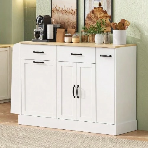 Modern Sideboards With Lower Tables, Sideboards With Lower Cabinets And External Dishes For Kitchens, Kitchens And Kitchens (Weiß) - White - View 1
