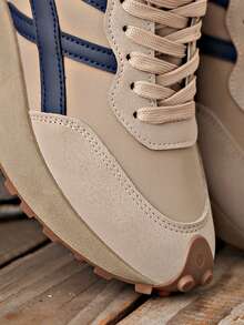 女士舒适系带跑步鞋 - 轻便、四季皆宜、耐用防滑橡胶鞋底 - 卡其色 - 查看 6