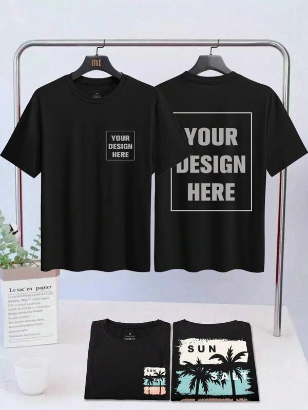 Customizable Loose Basic T-Shirt For Men & Women, Upload Your High-Resolution Photo (Couples, Boyfriend, Girlfriend, Pet, Group Photo), Input Your Text (Motivational, Exciting, Comforting, Humorous, Slogan, Blessing) Suitable For Couples, Pranks, Surprise Gifts, Company Team Building Uniforms, Work Clothes, Valentine's Day Customized Clothing, Suitable For Lovers, Family, Friends Birthday, Holiday Gifts, Valentine's Day, Birthday, Anniversary, Customized Gifts